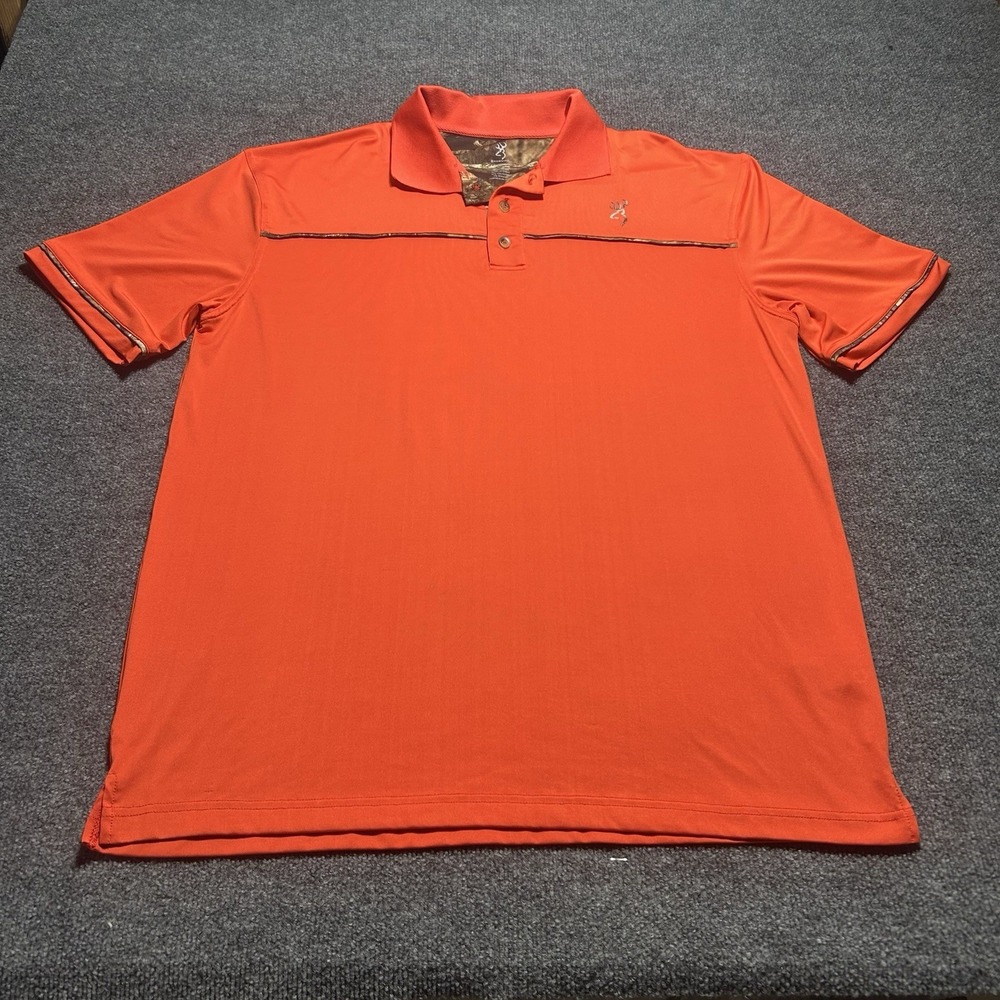 Browning Shirt Mens Size Large Hunter Orange Polo Performance Camo Athleisure
